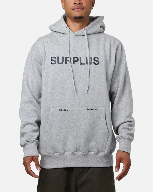 Daniel Patrick Surplus Logo Hoodie Grey Hoodie with Raglan Sleeves Sporty Comfortable