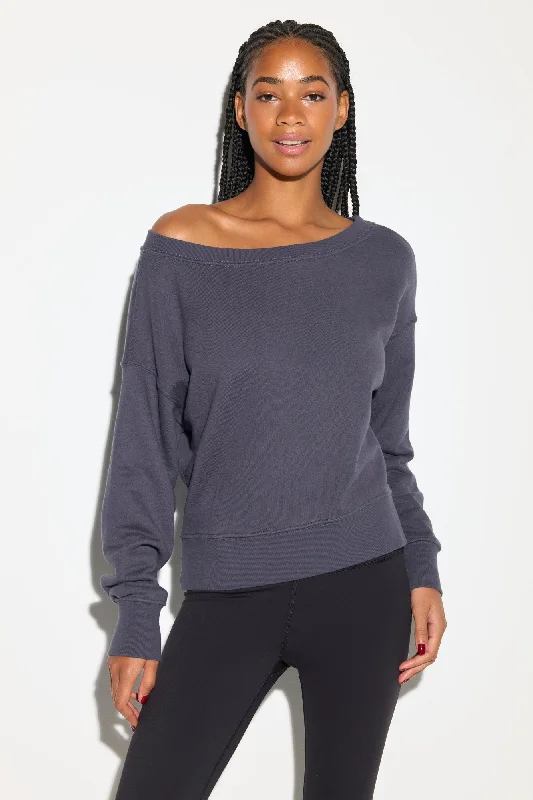 La Vida Off Shoulder Sweatshirt Hoodie with Sequins Glamorous Eye-catching