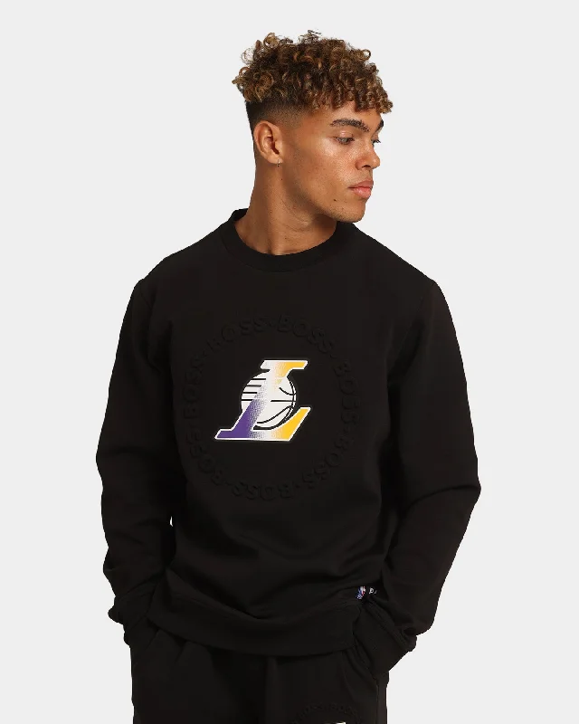 Hugo Boss Hugo Boss X NBA Basic Los Angeles Lakers Crewneck Sweatshirt Black Hoodie with Rhinestones Sparkly Elegant