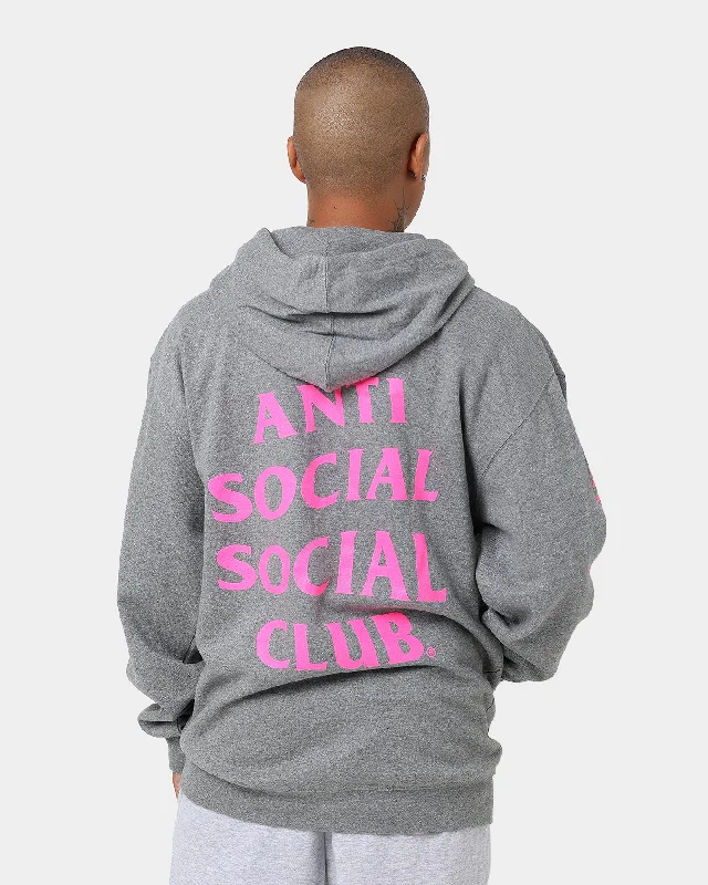 Anti Social Social Club Split Zip Hoodie Grey Hoodie with Drawstring Waist Adjustable Fitted