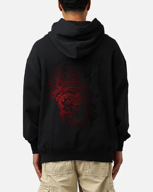 Avirex Dragon Hoodie Black Hoodie with Pattern Geometric Abstract