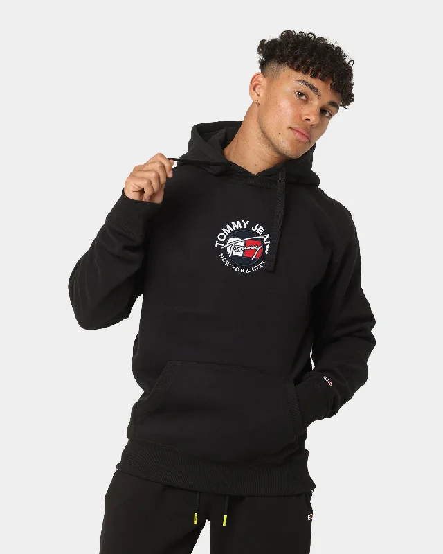 Tommy Jeans Timeless Tommy Hoodie Black Hoodie with Back Slit Movement Comfort