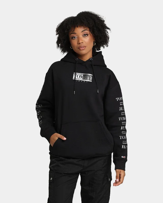 Tommy Jeans Women's Metallic Hoodie Black Hoodie Sweatshirt Pullover