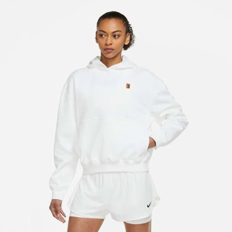 Nike Women's Fleece Heritage Tennis Hoodie (White) Hoodie with Ribbed Neckline Snug Warm