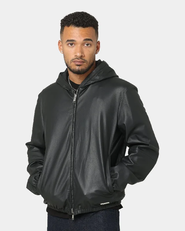 Armani Exchange Blouson Hoodie Black Hoodie with Hood Adjustable Protection