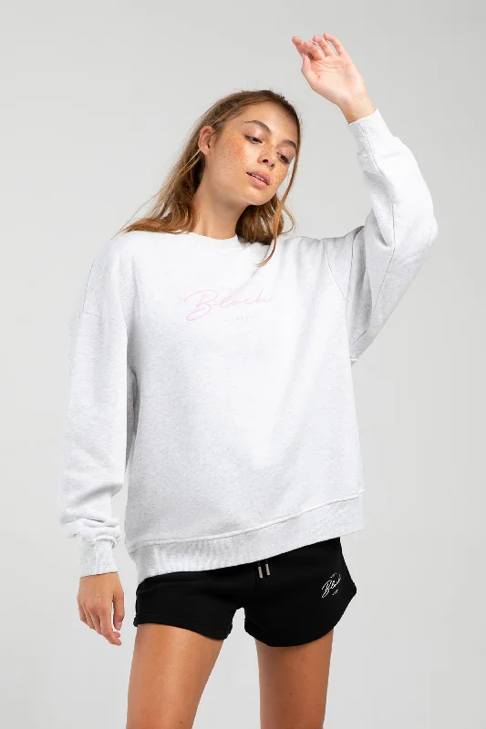 Off-Duty Oversized Crew Sweatshirt Hoodie with Distressed Vintage Worn