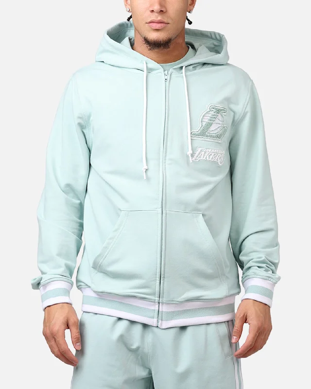 New Era Los Angeles Lakers 'Logo Select Mint' Full Zip Hoodie Mint/White Hoodie with Side Slits Relaxed Casual