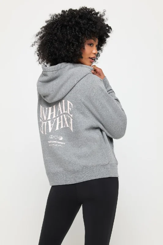 Inhale Exhale Everyday Zip Hoodie Hoodie with Mesh Breathable Sporty