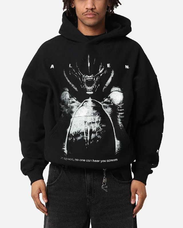 Goat Crew Alien Premium Hoodie Black Hoodie with Hem Fringe Bohemian Relaxed