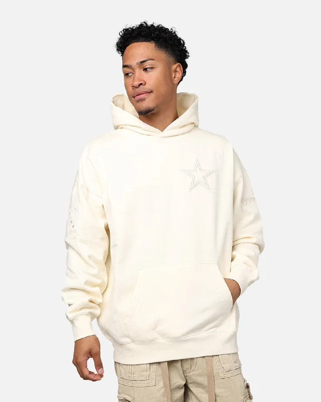 Pro Standard Dallas Cowboys Drop Shoulder Hoodie Eggshell Hoodie with Elastic Waist Stretchable Comfortable