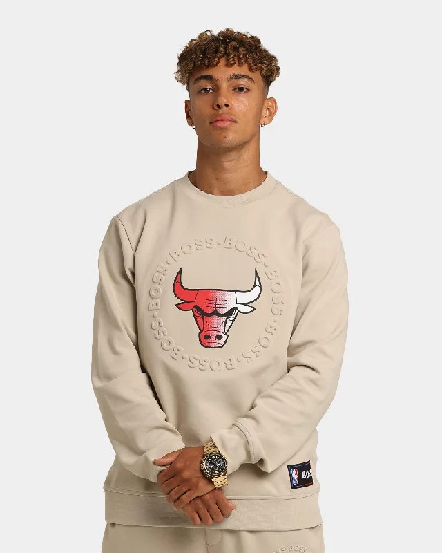 Hugo Boss Hugo Boss X NBA Basic Chicago Bulls Crewneck Sweatshirt Light Beige Hoodie with Emblem Brand Identity