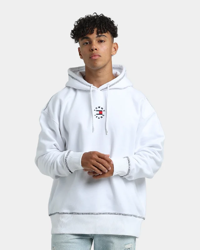 Tommy Jeans Tiny Tommy Circle Hoodie White Hoodie with Belted Waist Structured Tailored