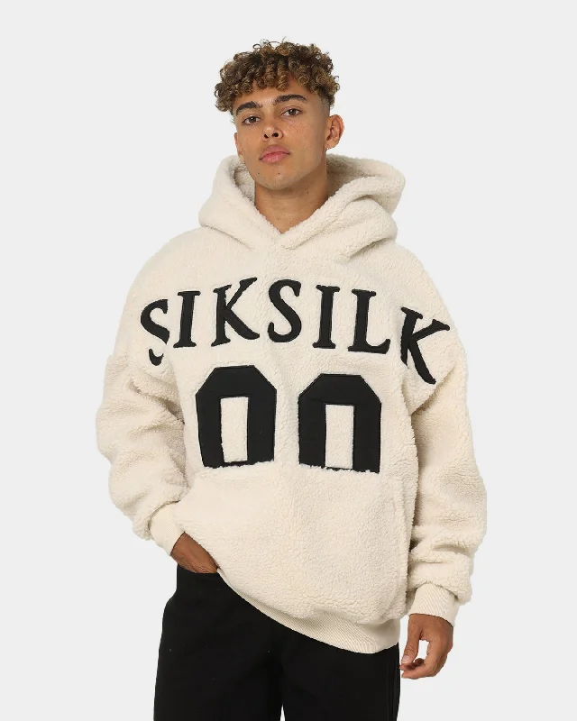 Sik Silk Borg Hoodie Ecru Hoodie with Stripes Bold Sporty