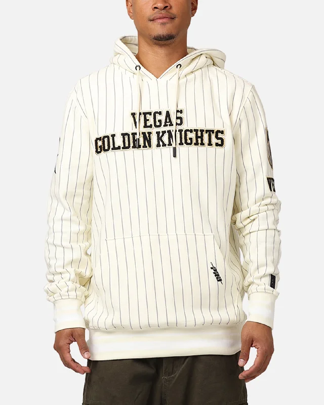 Pro Standard Vegas Golden Knights Pinstripe Hoodie Eggshell/Yellow Hoodie with Zipper Versatile Modern