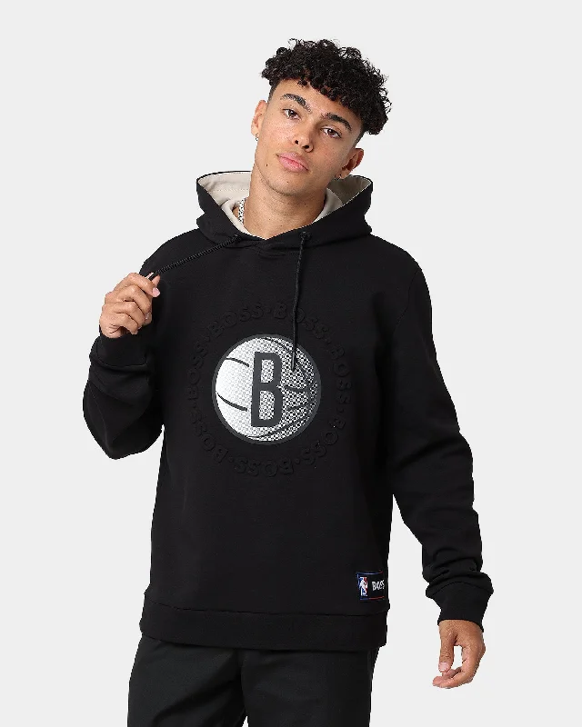 Hugo Boss Hugo Boss X NBA Basic Brooklyn Nets Hoodie Black Hoodie with High-Low Hem Asymmetrical Trendy