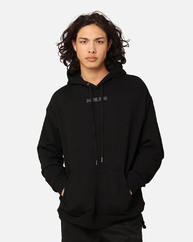 Ksubi Stealth Biggie Hoodie Black Hoodie with Raw Hem Edgy Unfinished