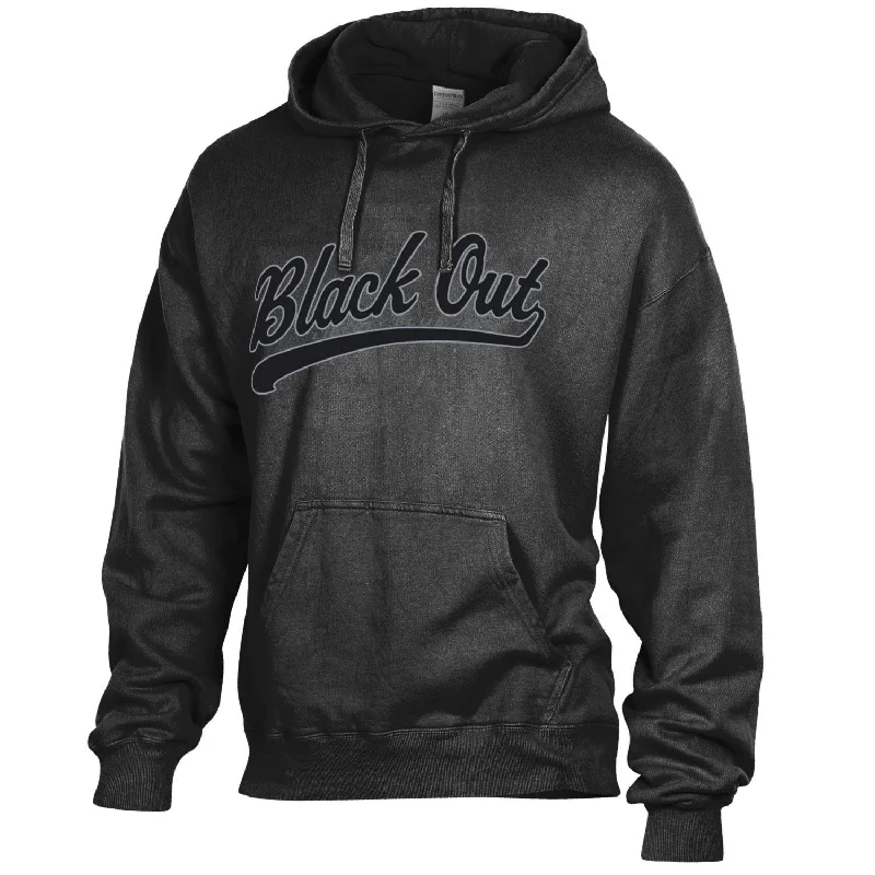 Liberty Blue Jays BLACK OUT Pullover Hoodie - Gear Hoodie with Hem Raw Edge Edgy Unfinished