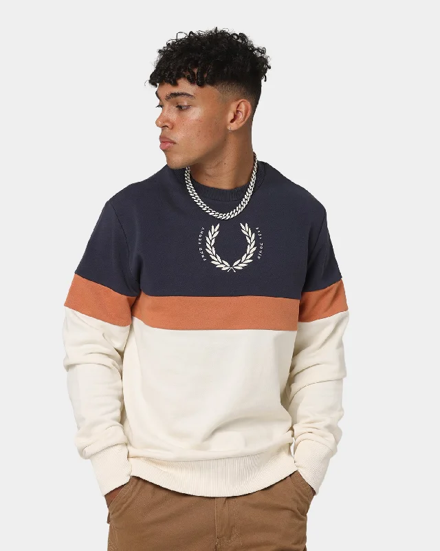 Fred Perry Colour Block Sweatshirt Ecru Hoodie with Pastel Soft Subtle