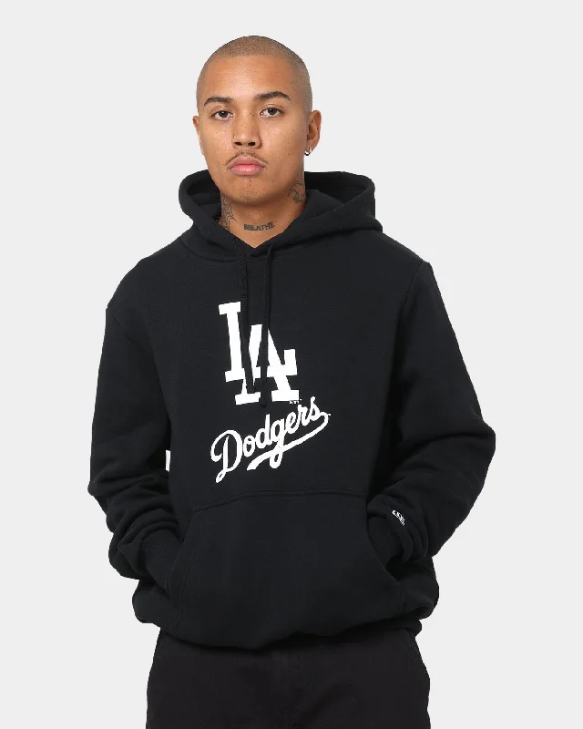 New Era Los Angeles Dodgers Puff Print Hoodie Black Hoodie with Turtle Neck Cozy Winter