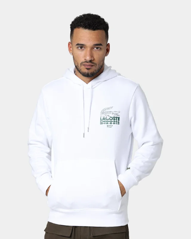 Lacoste Lifestyle Croc Logo Hoodie White Hoodie with Relaxed Fit Easy Casual