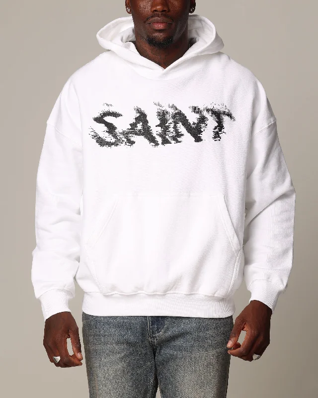 Saint Morta System Overload Hoodie White Hoodie with Hem Contrast Bold Stylish