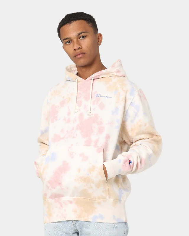 Champion Lightweight Fleece Sun Washed Hoodie Pink Beige Hoodie with Rolled Sleeves Casual Relaxed