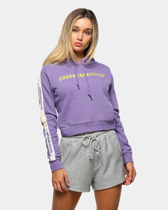 Crooks & Castles Women's Illuminate Cropped Hoodie Purple Hoodie with Longline Fit Extended Stylish