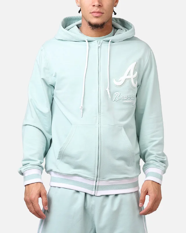 New Era Atlanta Braves 'Logo Select Mint' Full Zip Hoodie Mint/White Hoodie with Tied Waist Feminine Flattering