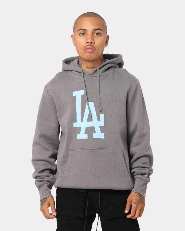 New Era Los Angeles Dodgers Hoodie Charcoal/Sky Blue Hooded Sweatshirt Casual Wear Street Style