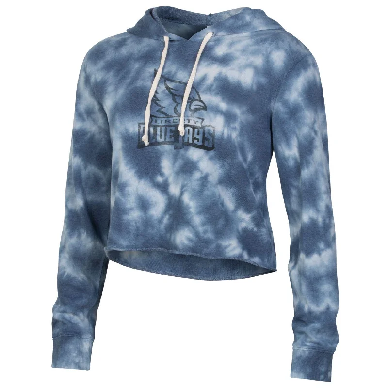 Liberty Blue Jays  ROYAL TIE DYE TERRY CROPPED Hoodie - Gear For Sports Hoodie with Hem Contrast Bold Stylish