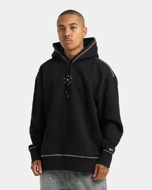 Tommy Jeans Tiny Tommy Circle Hoodie Black Hoodie with Hem Detail Decorative Unique