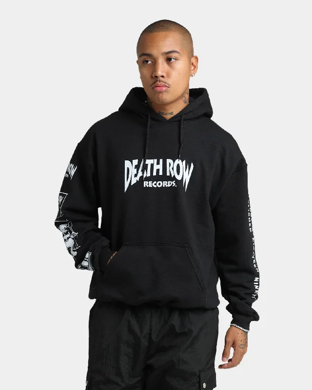 Death Row Records Death Row Logo Hoodie Black/White Oversized Hoodie Comfort Casual