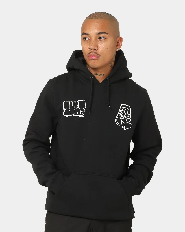 HUF Remio Pullover Hoodie Black Hoodie with Hem Lace Feminine Delicate