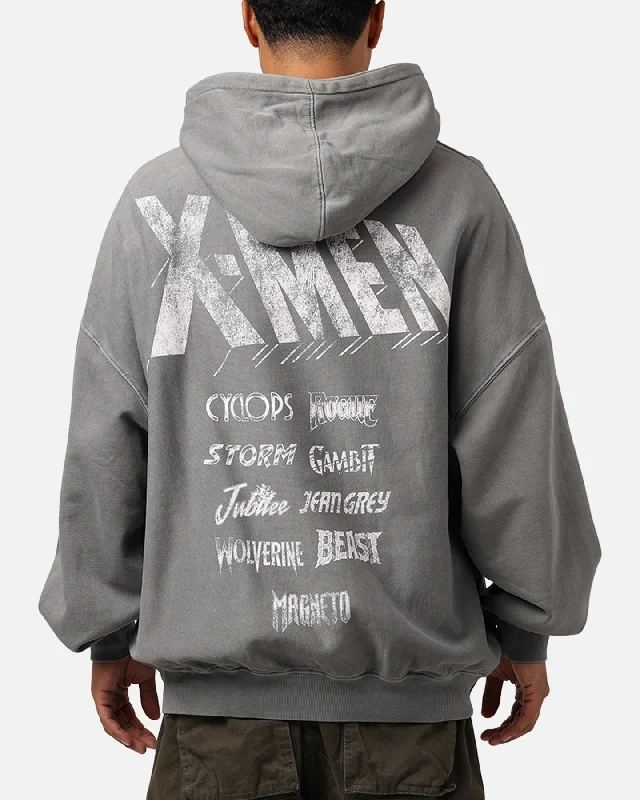 Marvel X-Men The X-Men Premium Hoodie Washed Charcoal Hoodie with Back Slit Movement Comfort