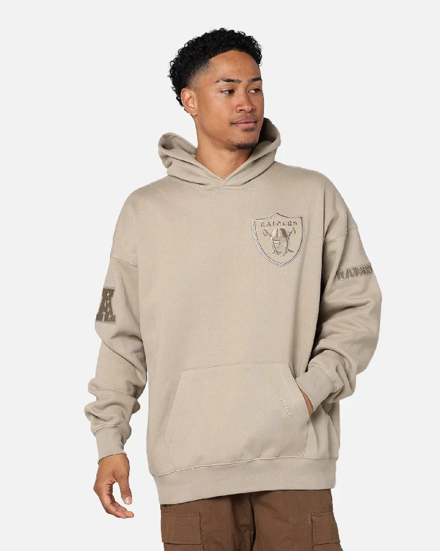 Pro Standard Las Vegas Raiders Drop Shoulder Hoodie Taupe Hoodie with Typography Text Message