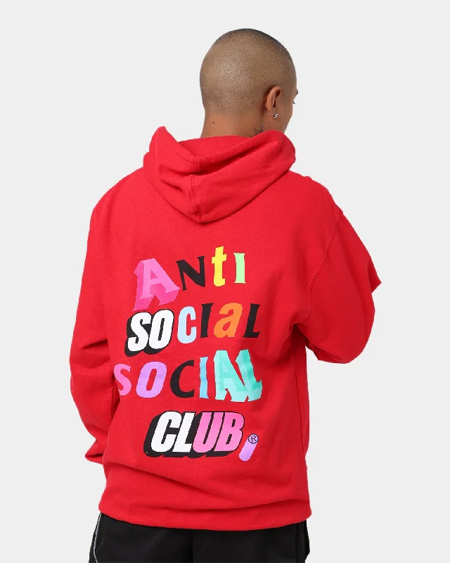 Anti Social Social Club The Real Me Hoodie Red Hoodie with Velcro Closure Adjustable Secure