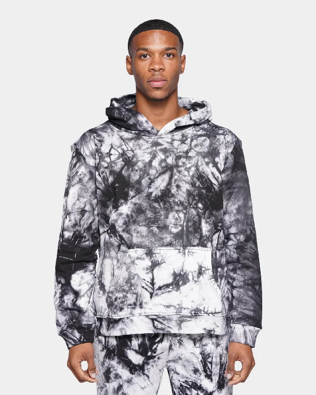 XXIII Zareek Tie Dye Hoodie Black/White Hoodie with Double Zipper Versatile Adjustable