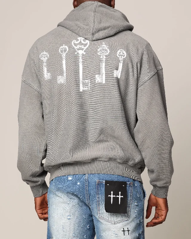 Saint Morta Skeleton Key Hoodie Washed Charcoal Hoodie with Earth Tones Natural Calm