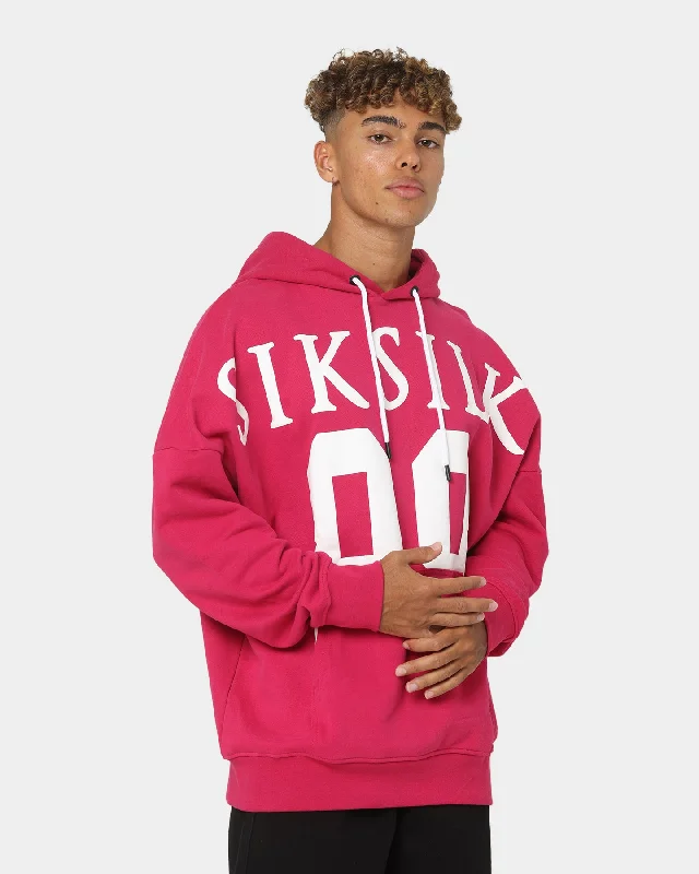 Sik Silk Relaxed Fit Oversized Hoodie Pink Hoodie with Typography Text Message