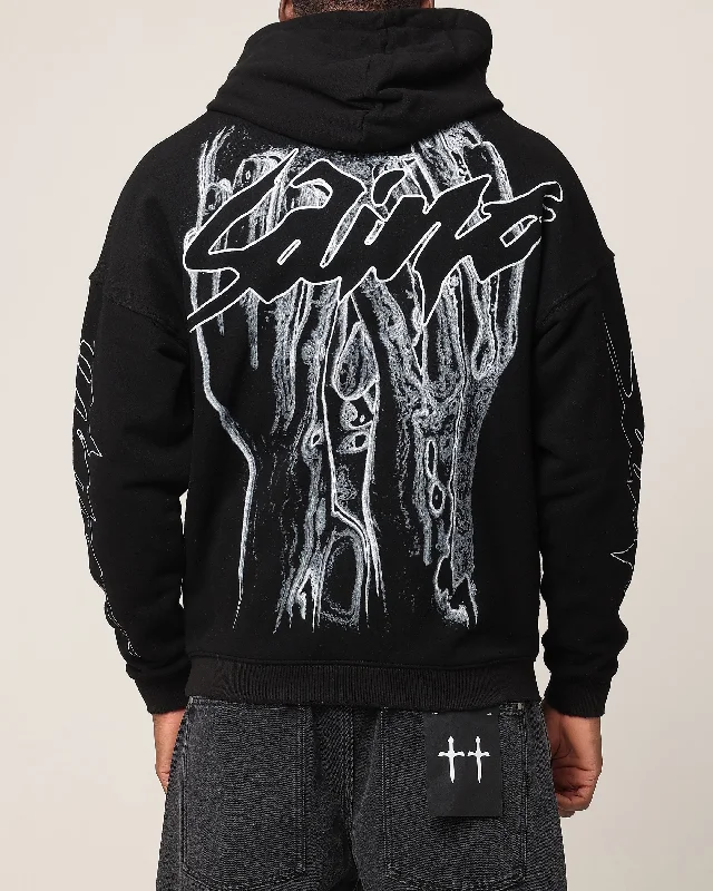 Saint Morta Veiled Boxy Hoodie Black Hoodie with Reflective Safety Nightwear