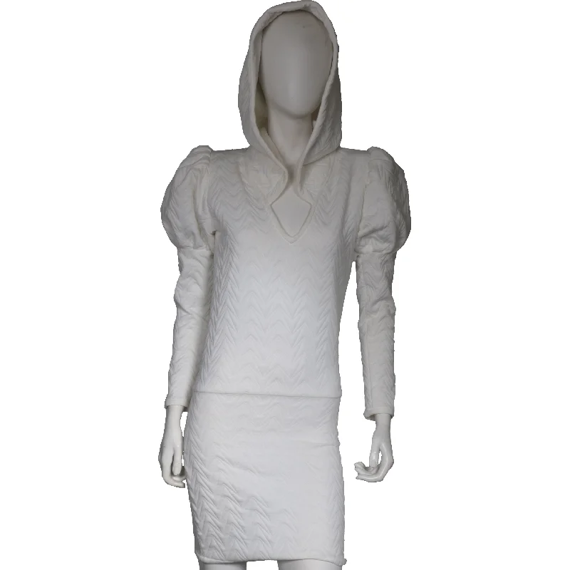 White hoodie dress Hoodie with Zipper Placket Modern Functional