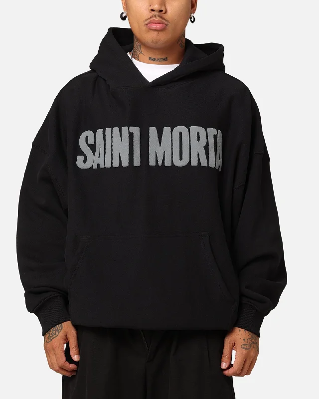 Saint Morta Ages Premium Hoodie Black Hoodie with Pastel Soft Subtle