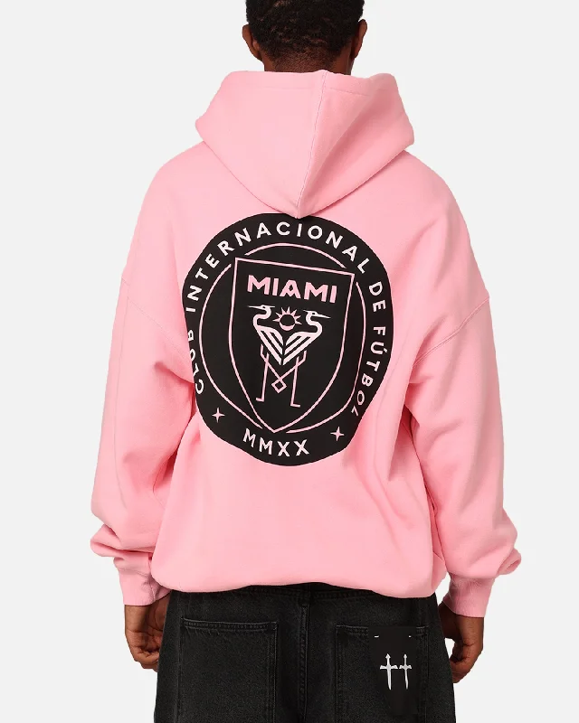 Mitchell & Ness Inter Miami CF Logo Hit Hoodie Light Pink Hoodie with Hem Applique Textured Unique