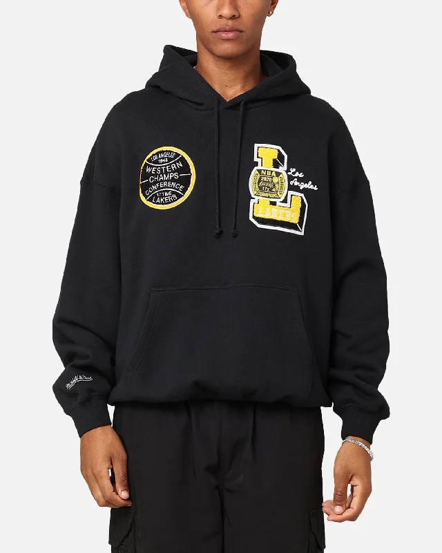 Mitchell & Ness Los Angeles Lakers Conference Hoodie Faded Black Zip Hoodie Drawstring Kangaroo Pocket