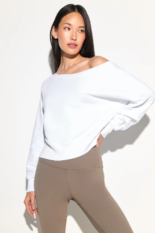 La Vida Off Shoulder Sweatshirt Hoodie with Raglan Sleeves Sporty Comfortable