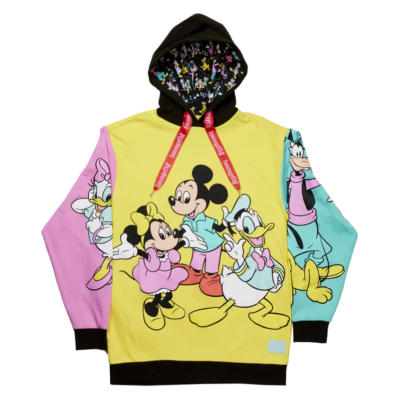 Disney100 Mickey & Friends Classic Color Block Unisex Hoodie Hoodie with Slim Fit Tailored Modern