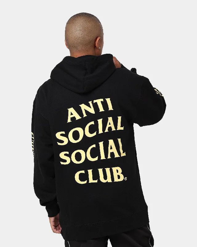 Anti Social Social Club Split Zip Hoodie Black Hoodie with Half-Zip Sporty Casual