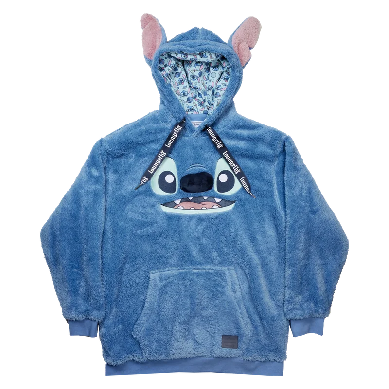 Stitch Plush Sherpa Cosplay Unisex Hoodie Hoodie with Monochrome Minimalist Simple