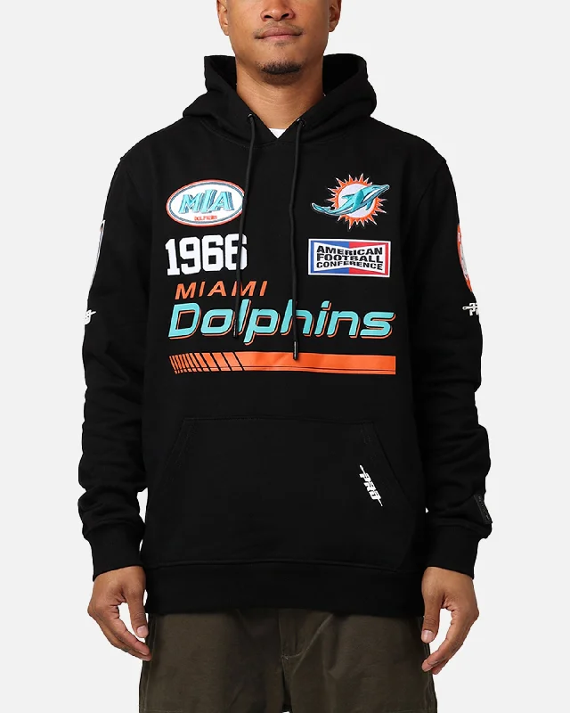 Pro Standard Miami Dolphins Fast Lane Hoodie Black Hoodie with Hem Ribbing Snug Secure