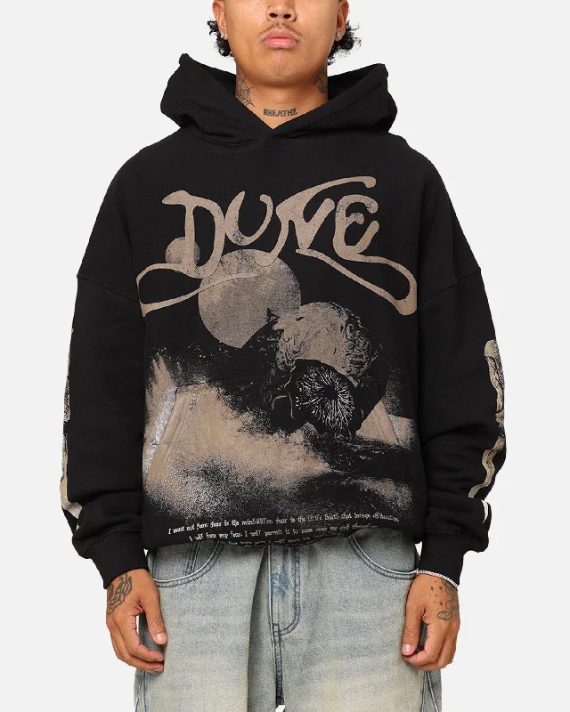 Goat Crew X Dune Heavyweight Hoodie Black Hoodie with Front Slit Layering Stylish